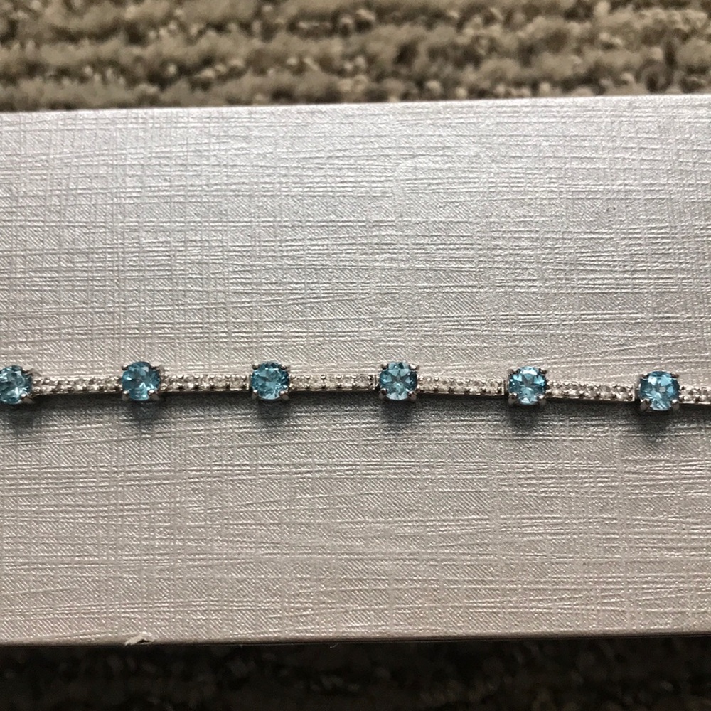 White Sapphire with Blue Topaz Tennis Bracelet